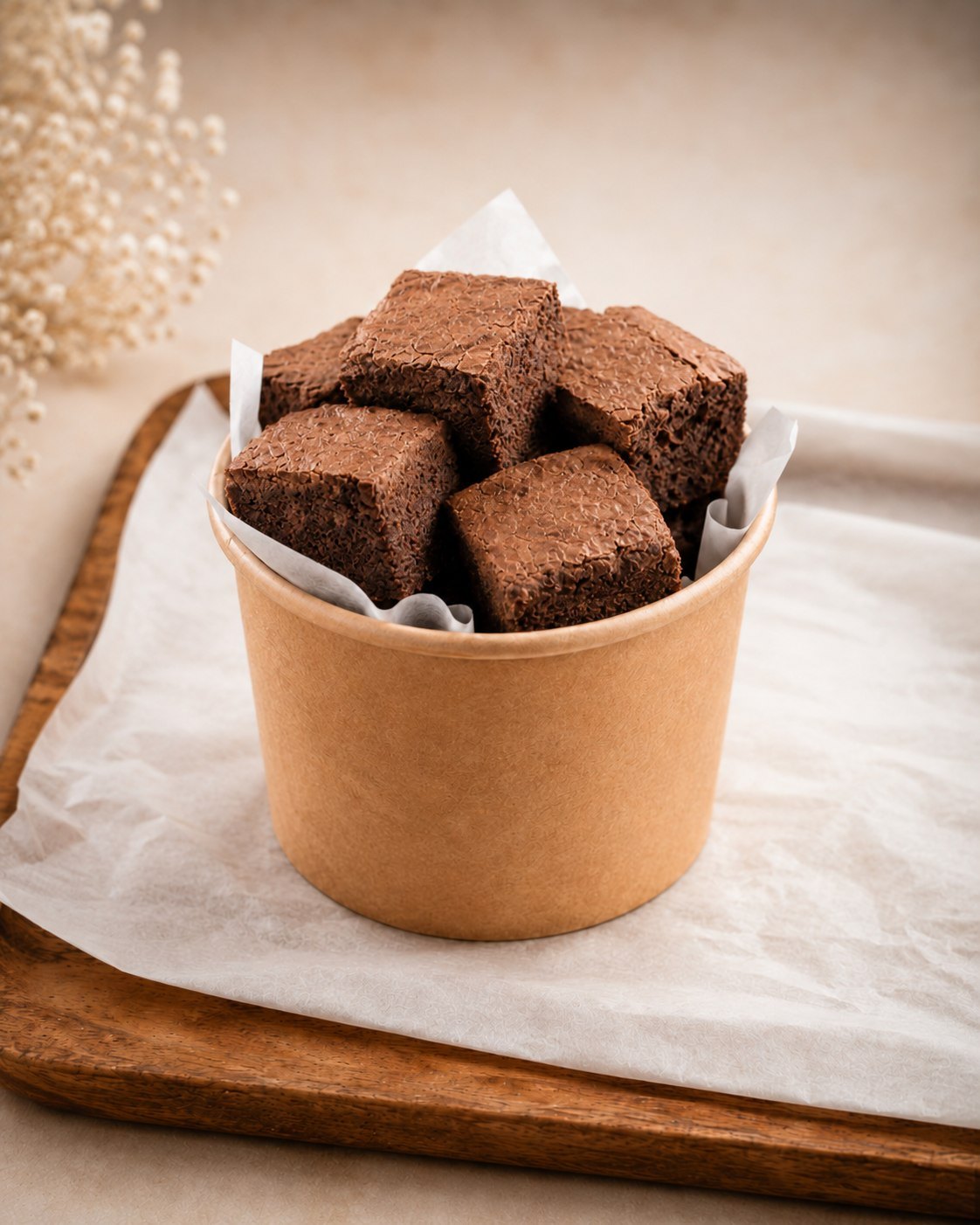 Kraft kap içinde küp şeklinde Cotton Bakery brownie bites
