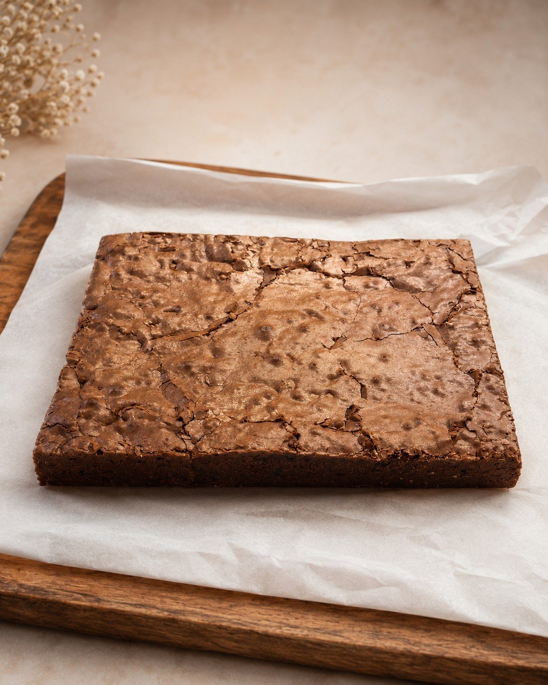 Tepsi halinde yoğun çikolatalı Cotton Bakery brownie